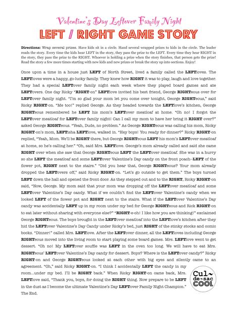 Printable Funny Left Right Game Stories - Printable Word Searches
