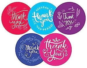 SVM CRAFT® -Thank You Stickers of 100, 5 Designs, 4.5 cm | Thank You ...