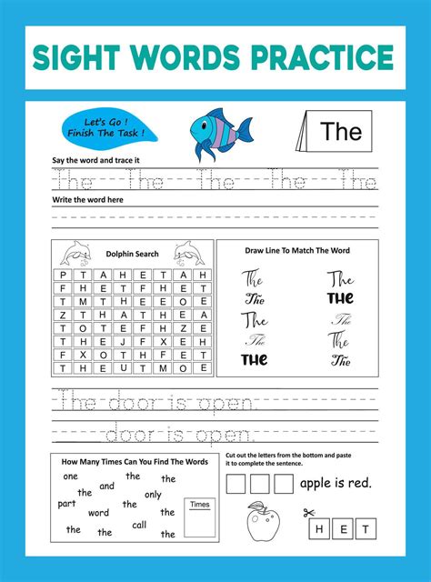 Sight Words Practice Worksheet 13593507 Vector Art at Vecteezy