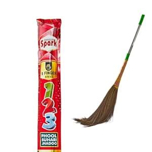 Spark 5 Finger Stainless Steel Broom | Extra Long 52 Inch Handle | Wide ...