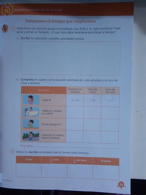 paola tiene una reunion grupal en el parque a las 9:00 a.m para recolectar hojas secas y armar ...