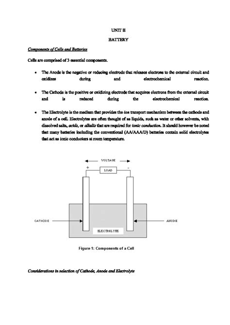 Cell and Battery Components Overview - Studocu