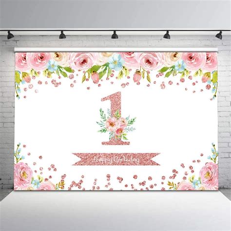 Buy Avezano 5x3ft Rose Gold Flower Birthday Backdrop Watercolor Floral ...
