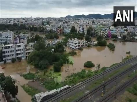Andhra Rains: Budameru Vagu River in spate after heavy downpours; leads ...