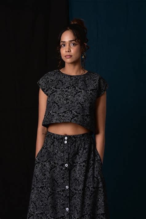 Muskaan Black Handblock Printed Top – MODERN BLUE
