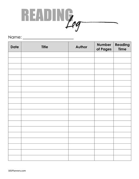Free printable reading log template, Download Free printable reading ...