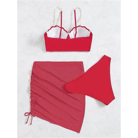 Sexy 3 Piece Bikinis Set Women Swimsuit with Skirt Swimwear Women Push ...