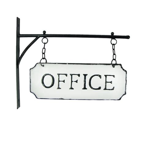 Buy Rustic White Enamel Dual Hanging Office Flange Sign Embossed ...