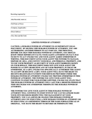 Limited Power of Attorney - Blank Fillable Template | Fill Out, Print ...