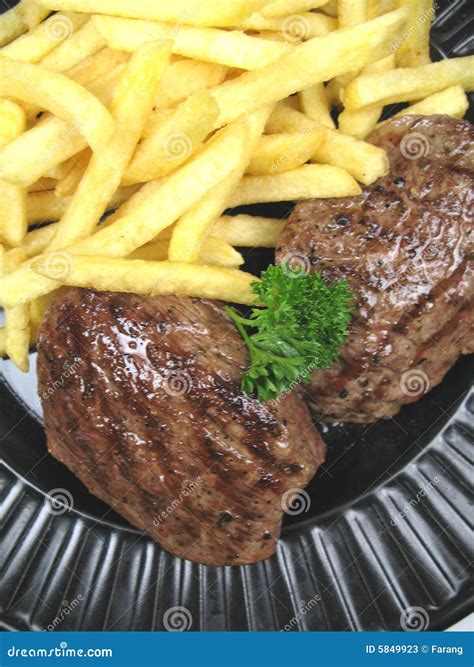 Steak and chips stock image. Image of beef, meat, steak - 5849923