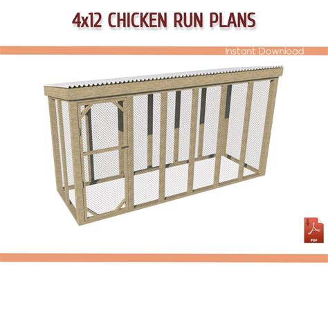 4x12 Chicken Coop Run Building Plans - Small Walk-in Chicken Run Plans ...