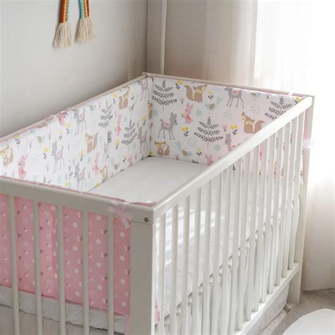 Baby Crib Bumpers Anti Collision Protector Cotton Pink Fox Baby Girls ...