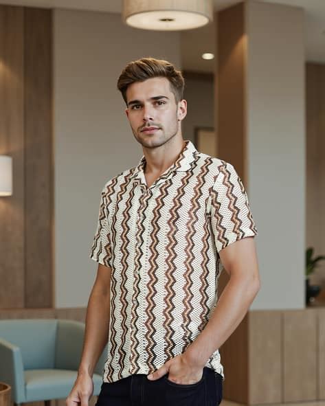 Buy Cream Shirts for Men by Shein Online | sheinindia.in