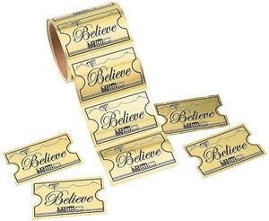 FUN EXPRESS Gold Believe Ticket North Pole Train Stickers - Gold ...