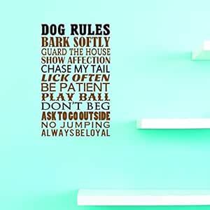 Design with Vinyl JER 1298 2 "Dogs Rules" Wall Decal, 14" x 28", Brown ...