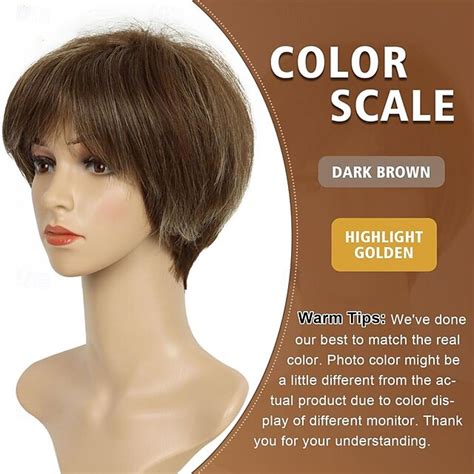 Short Hair Wigs for Women Brown Pixie Bob Wig Pixie Cut Wig for Women ...