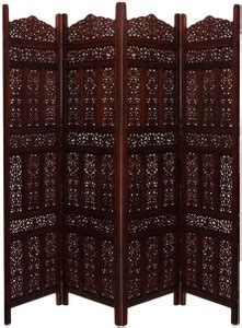 Artesia Handcrafted 4 Panel Wooden Room Partition & Room Divider (Brown ...