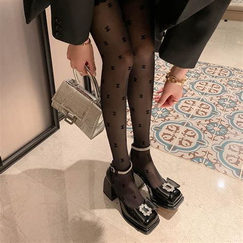 Women's thick-heeled bow-knot high heels with rhinestone square buckle ...