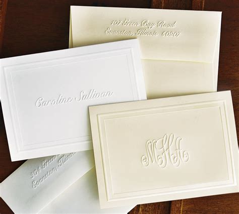 Emboss Note Cards Emboss Stationery Personalized - Etsy
