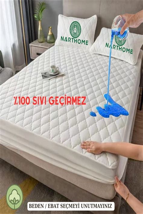 Nart Home Kapitone Fitted %100 Su Sıvı Geçirmez Pamuk Alez Yatak Koruyucu Kapitoneli Yatak Alezi ... - yatsk