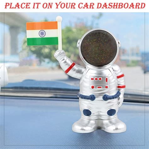 AllExtreme Solar Power Astronaut Ornament Moving Hand With Indian Flag ...