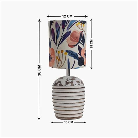 Buy HOMESAKE White Wooden Table Lamp With Floral Printed Linen Shade ...