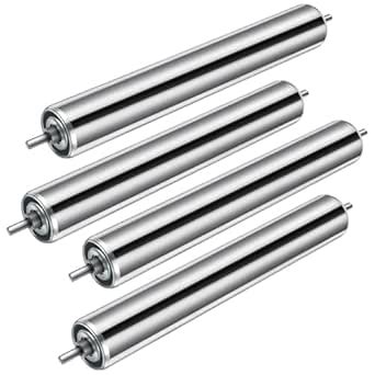Tandefio 4 Pcs Conveyor Rollers Galvanized Steel Roller 9.8'' in Length ...