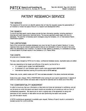 Fillable Online patex Patentability Search Request Form pdf - patex Fax ...