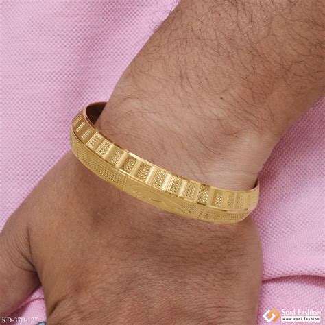 1 Gram Gold Plated Jaguar Gold Plated Punjabi Kada for Men - Style B12 ...