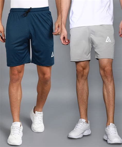 Adrenex Solid Men Dark Blue, Grey Basic Shorts, Beach Shorts, Baggy ...