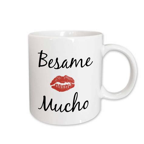 besame mucho kiss me in Spanish picture of red lips on white back 15oz ...