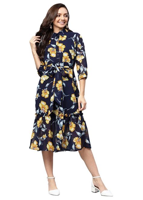Get Ruffle Hem Floral Printed Midi Dress at ₹ 850 | LBB Shop