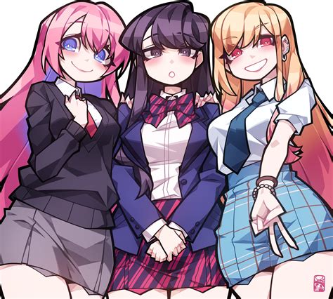 kitagawa marin, komi shouko, and shikimori (sono bisque doll wa koi wo ...