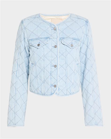 PAIGE Jayla Quilted Crop Denim Jacket | Neiman Marcus