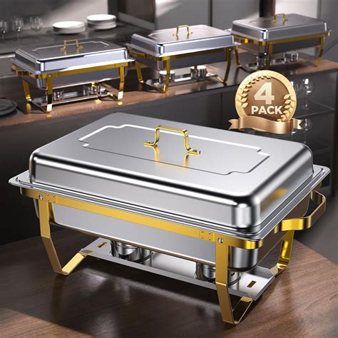 Amazon.com: HONHPD Golden Chafing Dish Buffet Set, 9 QT Stainless Steel ...