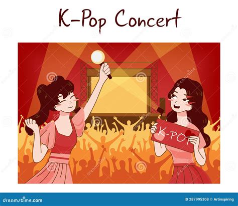 K-pop Concert. Korean Girls Standing by Stage Stock Vector - Illustration of style, korea: 287995308