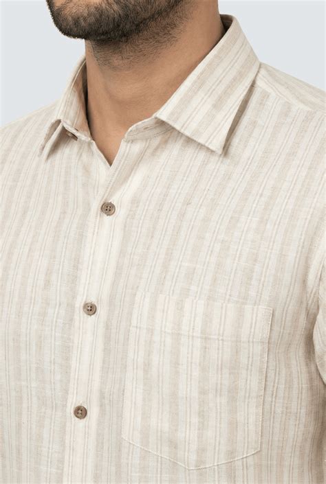 Beige Striped Men’s Shirt | Comfort & Style – Kites Club – KITES CLUB