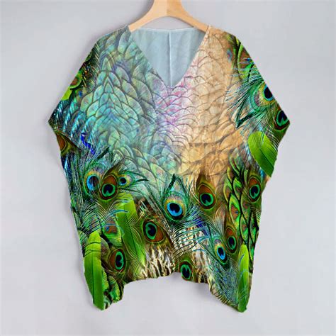 Grass Green Peacock Feather Pattern Unstitched Georgette Kaftan – Fabcurate