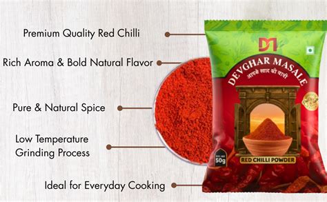 DEVGHAR MASALE Red Chilli Powder, 50g Pack of 2, 100% Pure Natural ...