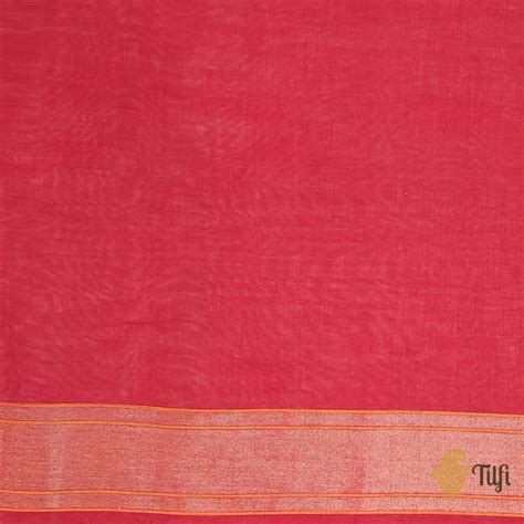 'Meera' Red Pure Cotton Jamdani Real Zari Banarasi Handloom Saree - Tilfi