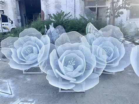不锈钢网状花朵雕塑 玫瑰花雕塑 定做