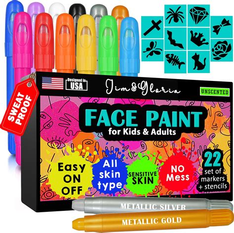 Amazon.com: Ooly Body & Face Paint Crayons for Kids, 12 Colors, Skin ...