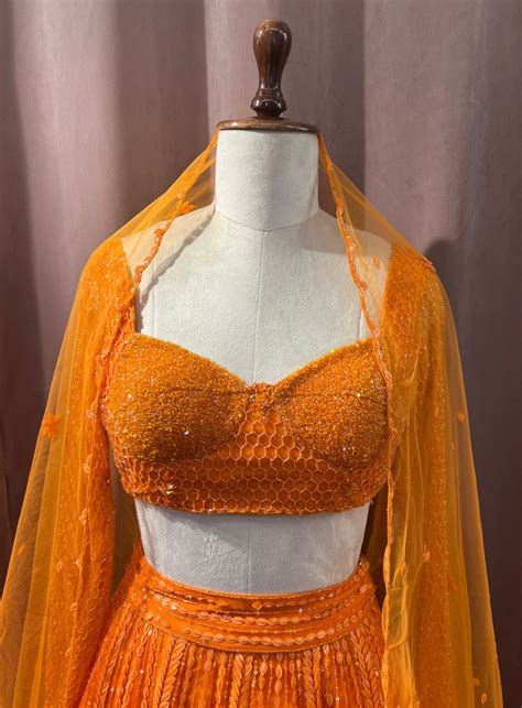 Orange Candy Sequin Lehenga – K&A by Karishma and Ashita