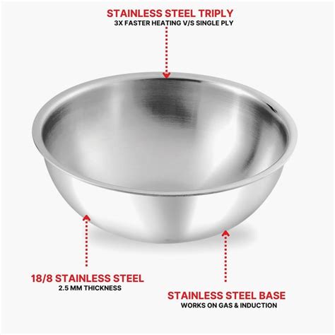 Buy VINOD Platinum Triply Stainless Steel Tasla - 1.1L from Vinod at ...