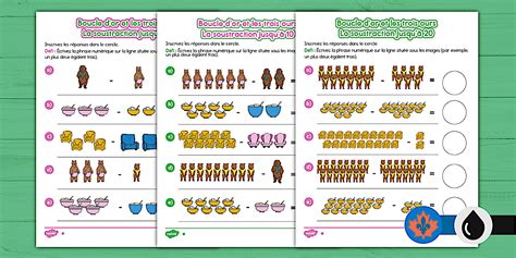 Goldilocks & Three Bears Differentiated Subtraction French
