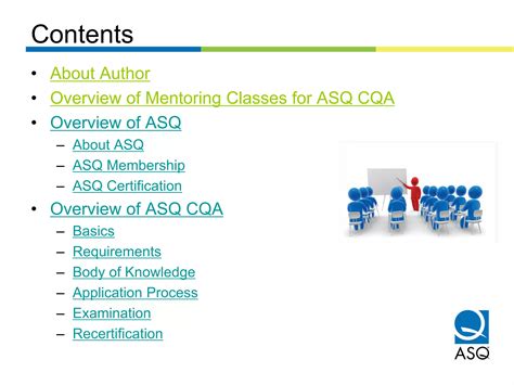 Overview of ASQ Certified Quality Auditor (CQA) | PDF