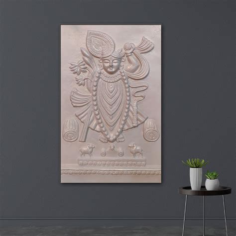 3x2 Feet Shrinathji 3D Relief Mural Wall Art – (Bronze, Golden & White ...