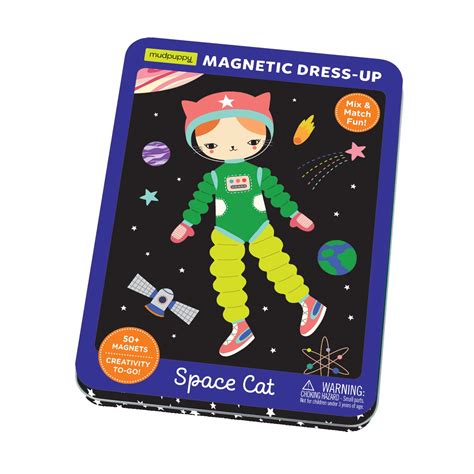 Buy Mudpuppy Space Cat Magnetic Tin – Includes 3 Sheet of Mix & Match ...