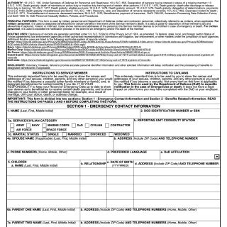 DD Form 93. Record of Emergency Data - Document Template
