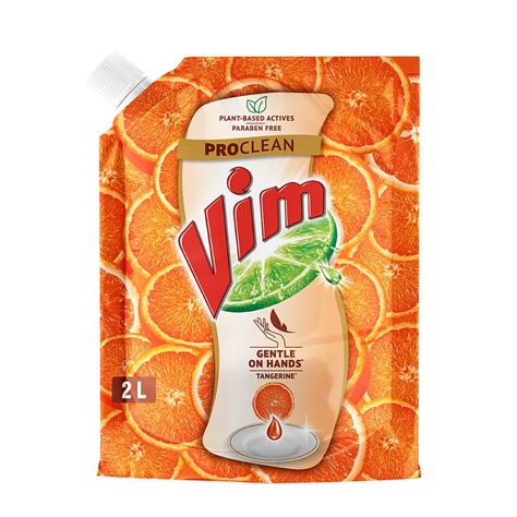 Vim ProClean Dishwash Liquid Gel with Tangerine Freshness, Gentle on ...